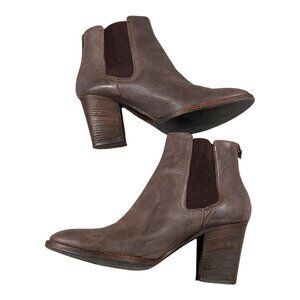 Aquatalia Boots Womens 10 Brown Leather Chelsea Booties Heel Academia Equastrian